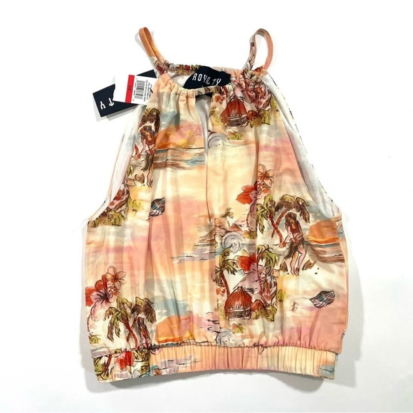 New Royalty By Maluma Crop Printed Tank Top Keyhole Palm Beach - Picture 2 of 7